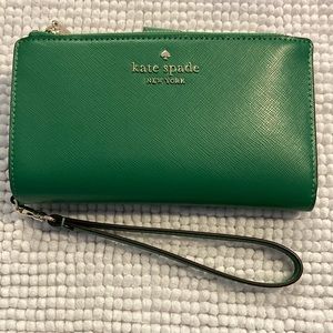 Kate Spade emerald green wristlet/wallet